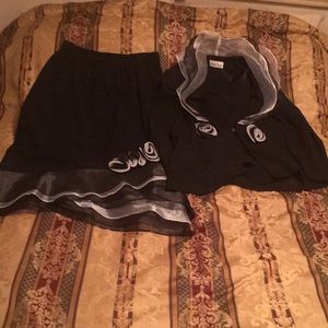 3 pc black and white suit